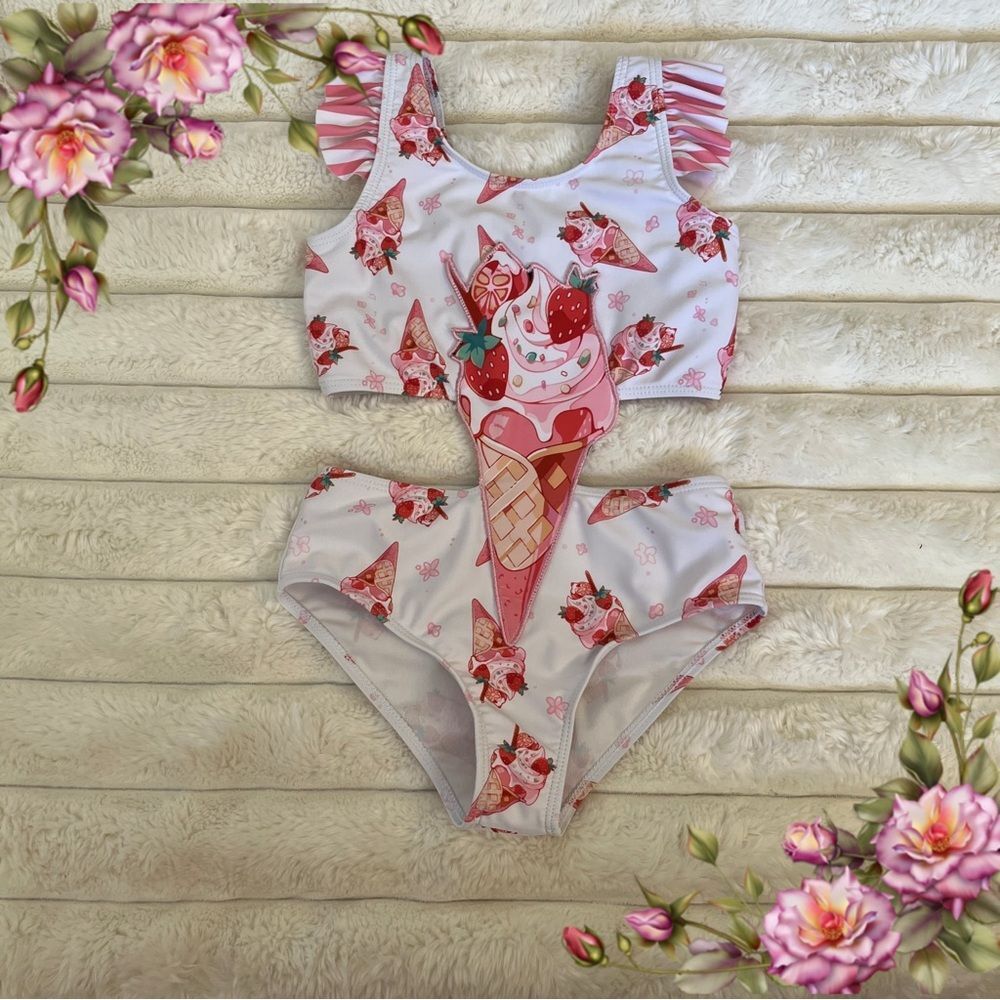SHEIN ice cream cone girls‎ swimsuit